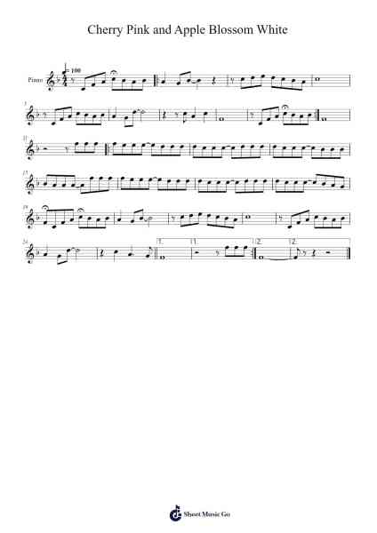 Cherry Pink and Apple Blossom White Sheet Music by Perez Prado/PAT BOONE-Arr.Toutfey