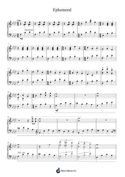 Ephemeral Sheet Music by Mili-Arr.O'Canise Montseph