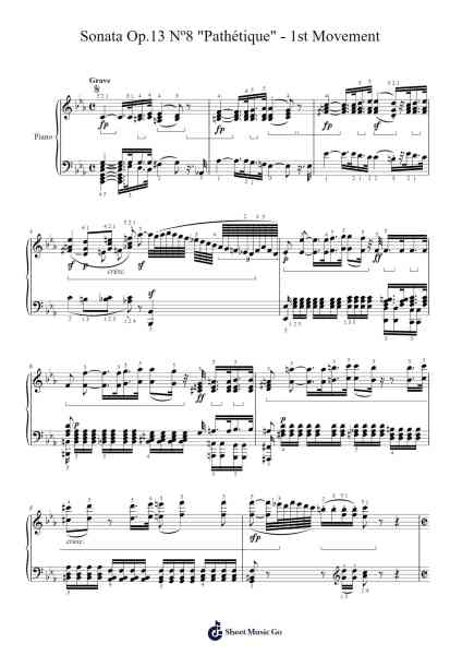 Sonata No. 8 in C Minor, Op. 13 "Pathétique": I. Grave - Allegro di molto e con brio Sheet Music by Ludwig van Beethoven-Arr.Mervan