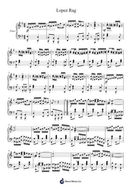 Lopez Rag Sheet Music by J.R. LOPEZ-Arr.Dougnick Steinmeo