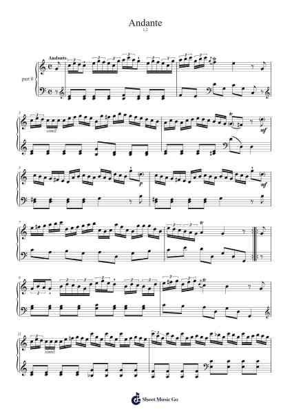 Sonata in C Major, Hob.XVI:2: II. Andante Sheet Music by Joseph Haydn-Arr.Yvonmand