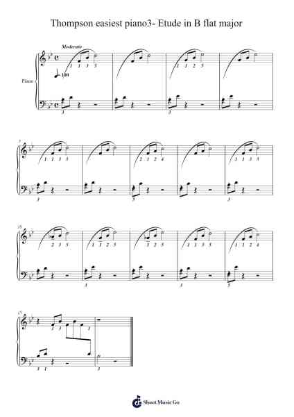 Thompson easiest piano3- Etude in B flat major Sheet Music by John Thompson-Arr.Nelrist Hornrias