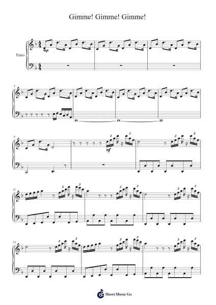 Gimme! Gimme! Gimme! Sheet Music by Parry Gripp-Arr.Jorthodore Adegee