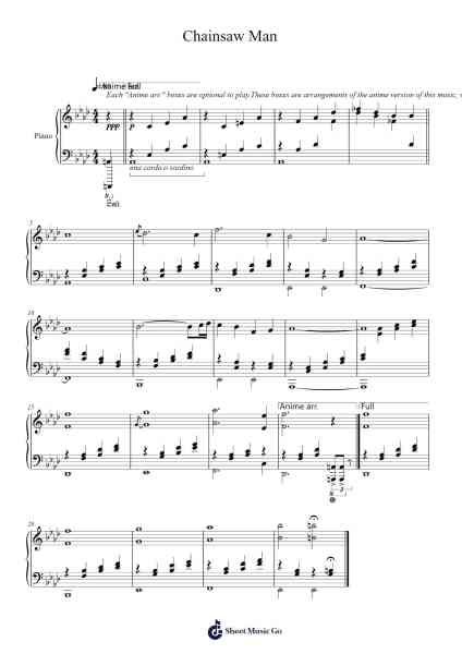 Chainsaw Man Sheet Music by Kensuke Ushio-Arr.Guntrine