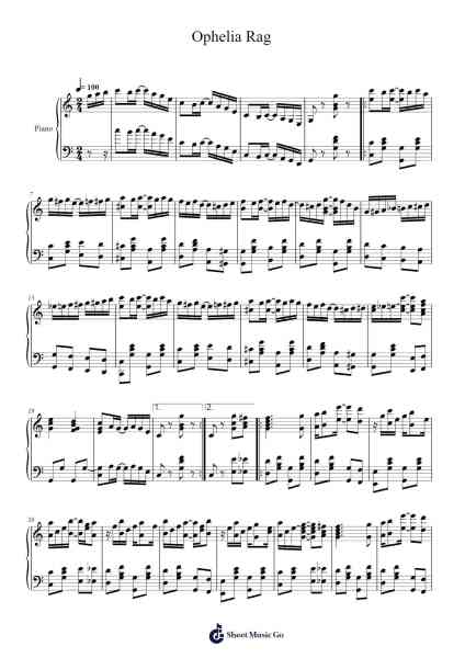 Ophelia Rag Sheet Music by James Scott-Arr.Glalain Borhys