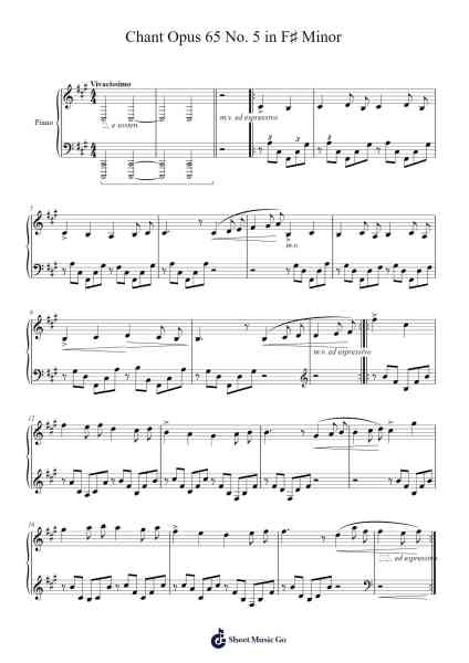Chant Op. 65 No. 5 in F-sharp Minor Sheet Music by Charles-Valentin Alkan-Arr.Hewdys