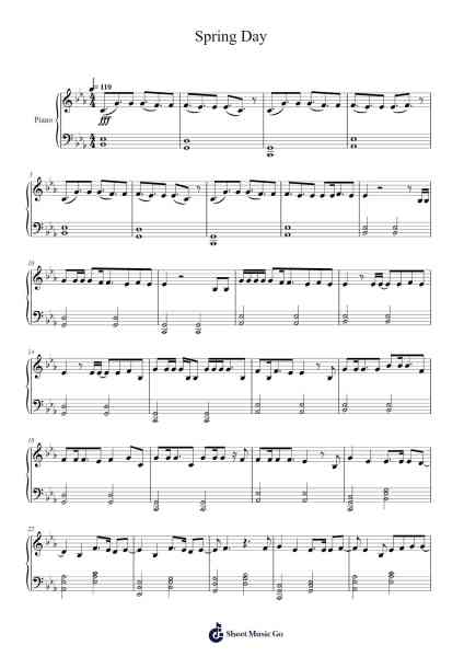 Spring Day Sheet Music by BTS-Arr.Brownemeg