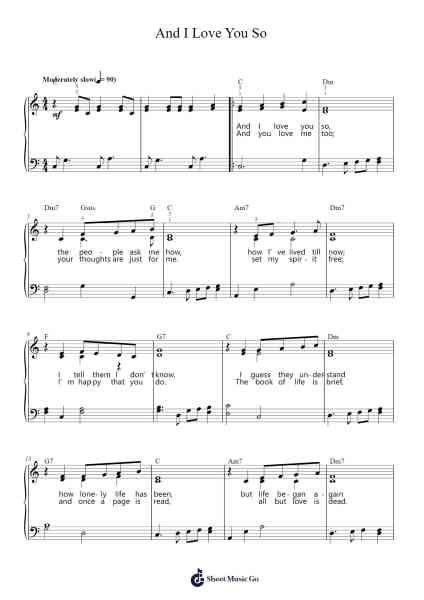 And I Love You So Sheet Music by Don McLean-Arr.Elboyce