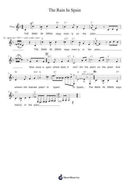The Rain In Spain Sheet Music by Frederick Loewe-Arr.Chrisriah Sheicia
