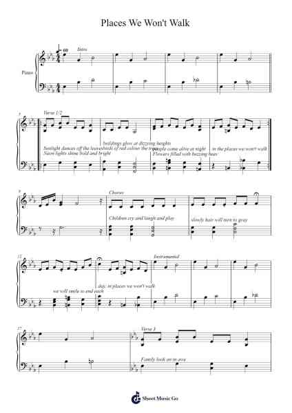 Places We Won't Walk Sheet Music by Bruno Major-Arr.Blithephne