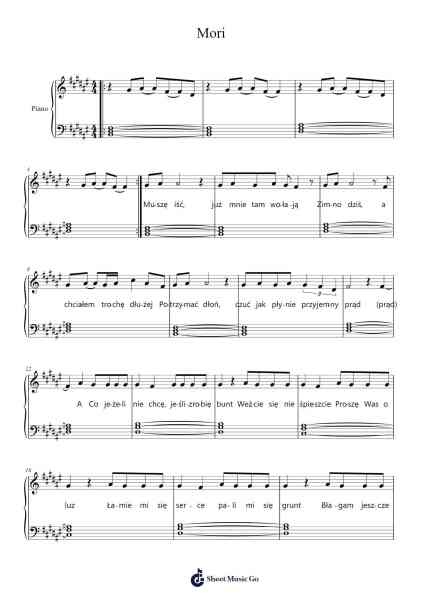 Mori Sheet Music by Dawid Podsiadło-Arr.Bairddict Sasback