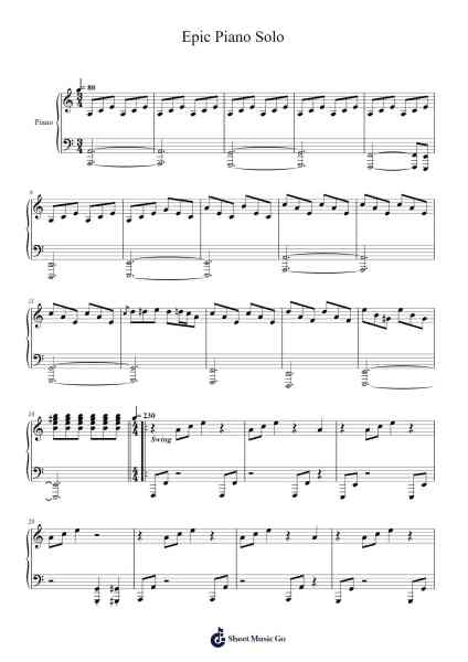 Epic Piano Solo Sheet Music by Davie504-Arr.Sainsgen Junebrowne