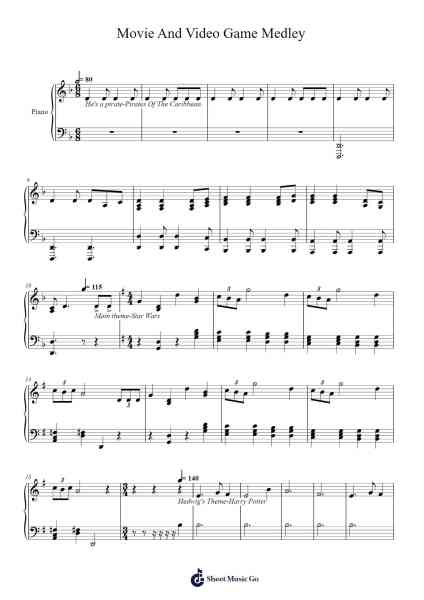 Movie And Video Game Medley Sheet Music by undefined-Arr.Puldair