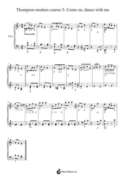 Thompson modern course 3- Come on, dance with me Sheet Music by John Thompson-Arr.Otnold
