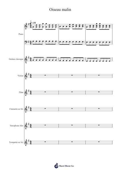 Oiseau malin Sheet Music by Mileslith-Arr.Georfoe