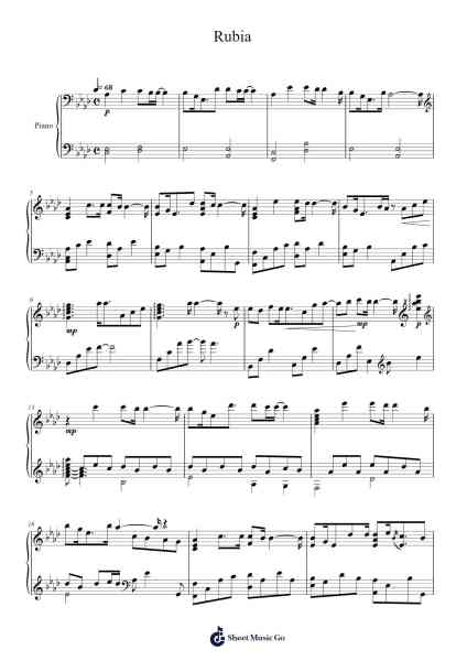 Rubia Sheet Music by HOYO-MiX-Arr.Greenlaw