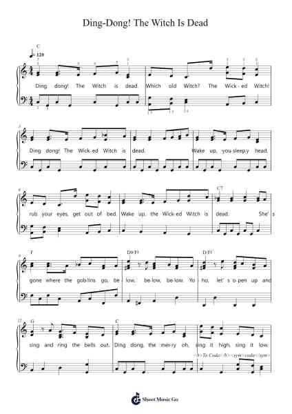 Ding-Dong! The Witch Is Dead Sheet Music by Harold Arlen-Arr.Bobtab