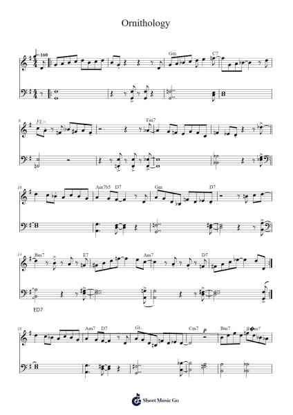 Ornithology Sheet Music by Charlie Parker-Arr.Swinfred Clarkdiah