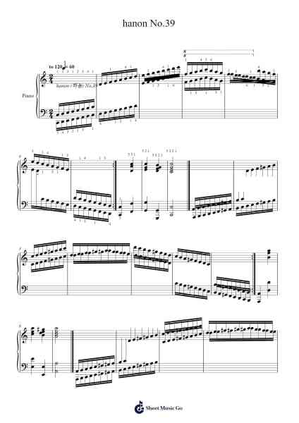 hanon No.39 Sheet Music by C. L. Hanon-Arr.Buckclough Woogold