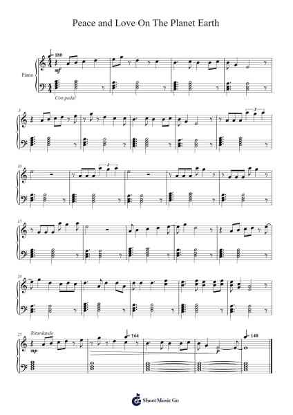 Peace and Love On The Planet Earth Notenblatt von Misc Cartoons-Arr.Yedpont