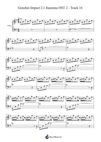 Genshin Impact 2.1 Inazuma OST 2 - Track 16 Sheet Music by Yu-Peng Chen-Arr.Hifaithe Fojames