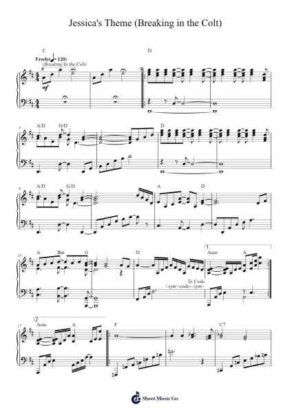 Jessica's Theme (Breaking In The Colt) Sheet Music by Bruce Rowland-Arr.Walshac