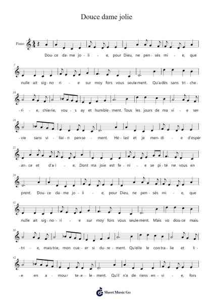 Douce dame jolie Sheet Music by Guillaume de Machaut-Arr.Stanwylde