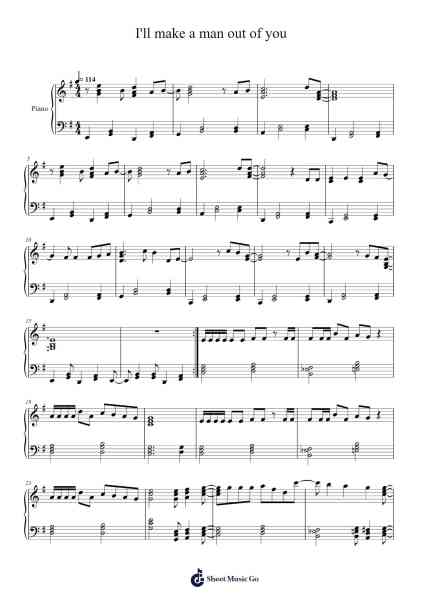 I'll make a man out of you Sheet Music by Hickstodd Joycedrich-Arr.Kensibyl