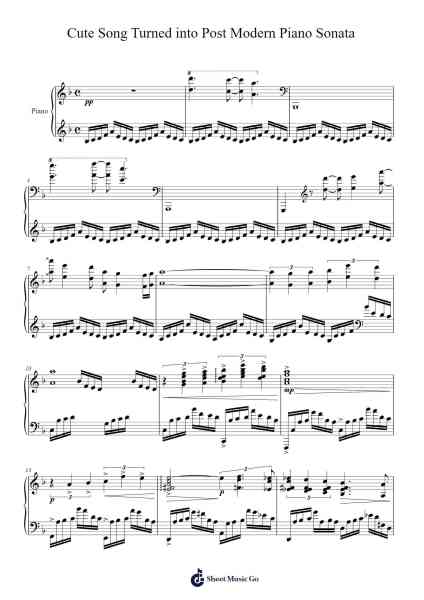Cute Song Turned into Post Modern Piano Sonata Sheet Music by Michael Nicht II-Arr.Louhal
