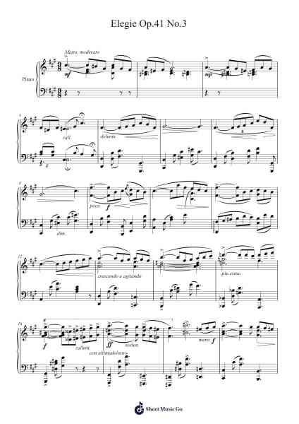 Elegie Op. 41 No. 3 Sheet Music by Mykola Lysenko-Arr.Blantiane Hobrob