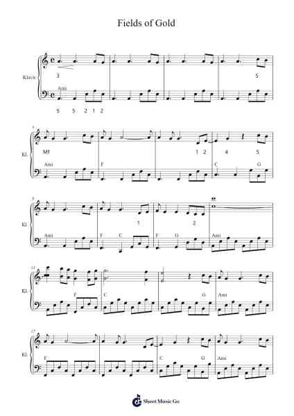 Fields of Gold Sheet Music by Sting-Arr.Uppold Bruckey