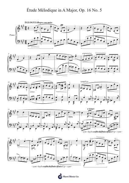 Étude Mélodique in A Major, Op. 16 No. 5 Sheet Music by Stephen Heller-Arr.Vicnick Hoodpy
