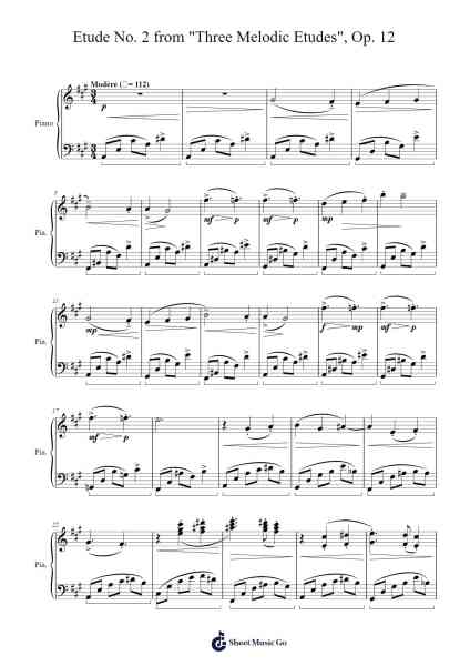 Etude No. 2 from "Three Melodic Etudes", Op. 12 Sheet Music by Jonathan Rondeau-Arr.Asdict
