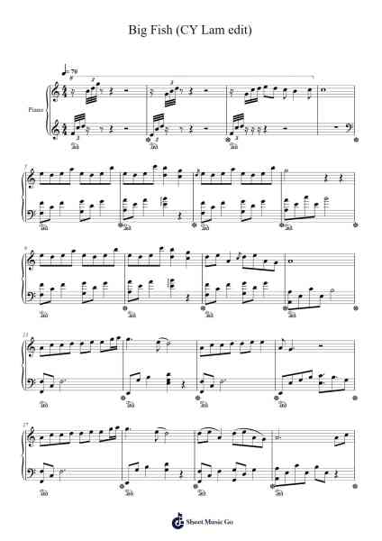 Big Fish (CY Lam edit) Sheet Music by 周深-Arr.Warald Kipfrank