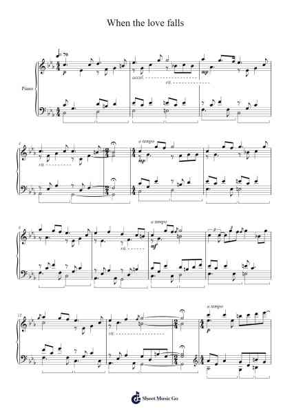 When the Love Falls Sheet Music by Yiruma-Arr.Mickkay