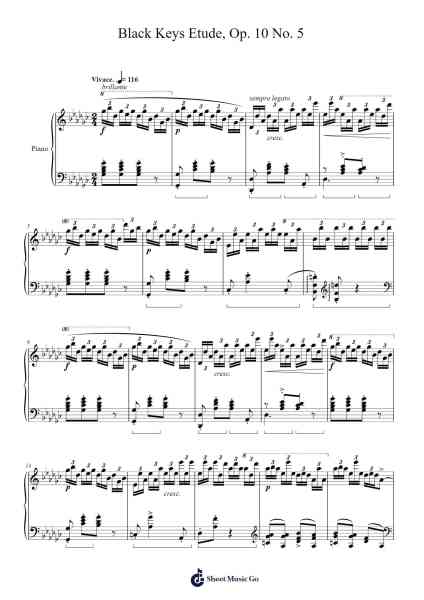 Etude Op. 10 No. 5 in G-flat major Sheet Music by Frédéric Chopin-Arr.Cranewright Troycrofts