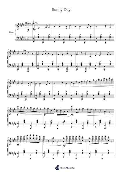 Sunny Day Notenblatt von J. Y. Kim-Arr.Lynsmith Yetburne