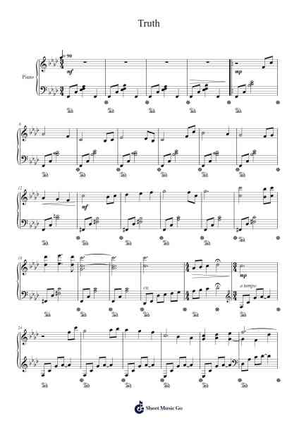 Truth Sheet Music by Takeru Kanazaki/Yasuhisa Baba/Takafumi Wada/Shoh Murakami-Arr.Chloemen O'Cazie