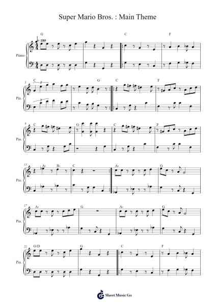 Super Mario Bros. : Main Theme Sheet Music by Koji Kondo-Arr.Shellay