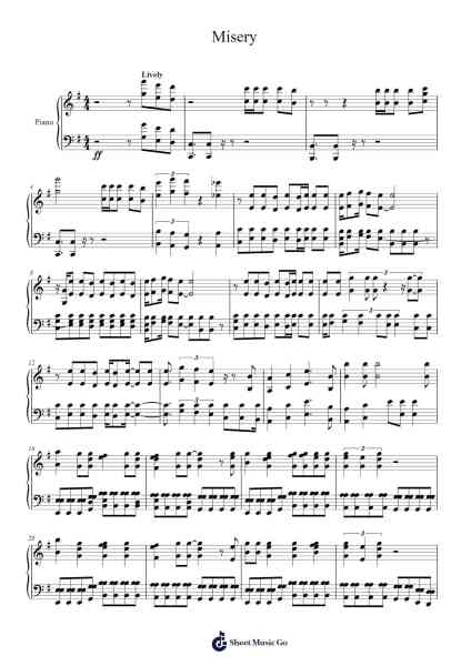 Misery Musica per pianoforte di Maroon 5 - Arr.Georpir Manback