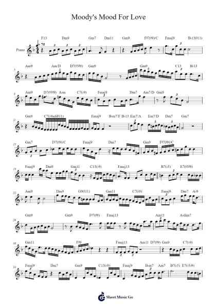 Moody's Mood For Love Sheet Music by James Moody-Arr.Hilltim Moobright