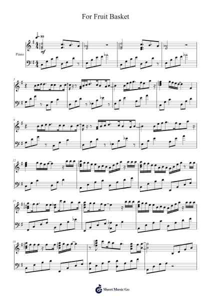 For Fruit Basket Sheet Music by Ritsuko Okazaki-Arr.Hilye