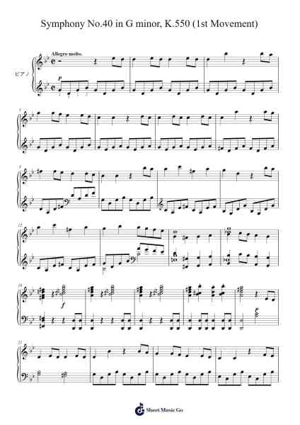 Symphony No. 40 in G Minor, K. 550: I. Molto allegro Sheet Music by Wolfgang Amadeus Mozart-Arr.Bardries Popelroy