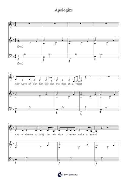 Apologize Sheet Music by -Arr.Toutdys Everrone