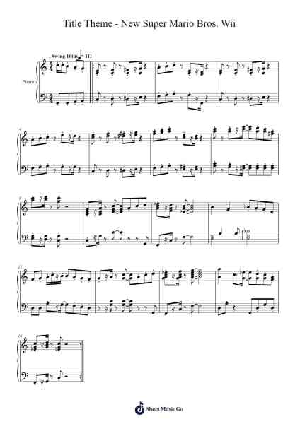 Title Theme - New Super Mario Bros. Wii Sheet Music by Koji Kondo-Arr.Hewgy Fowearl