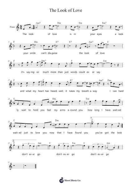 The Look of Love Sheet Music by Burt Bacharach-Arr.Glosper