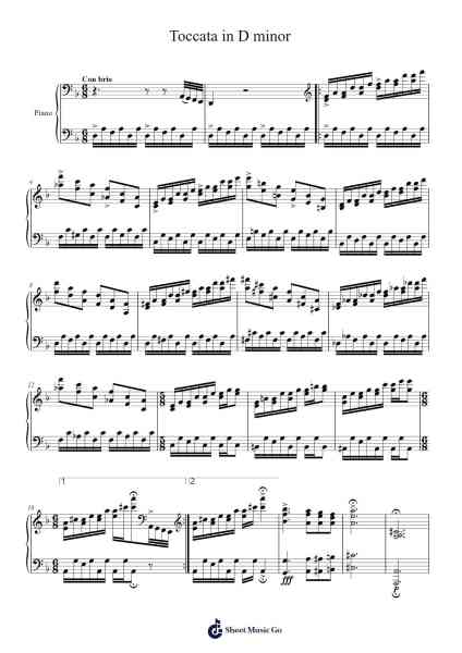 Toccata in D Minor, BWV 565 Sheet Music by Johann Sebastian Bach-Arr.Lynchric