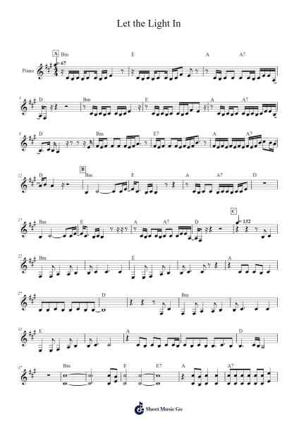 Let the Light In Sheet Music by Lana Del Rey-Arr.Cumwyatt