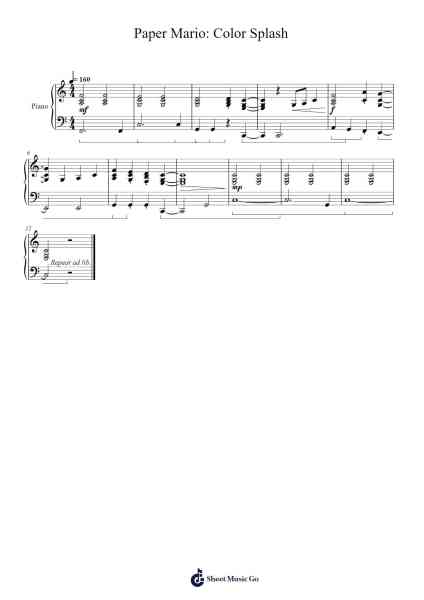 Sub Story 1 - Paper Mario: Color Splash Sheet Music by Fumihiro Isobe/Takeru Kanazaki/Shigemitsu Goto-Arr.Catours