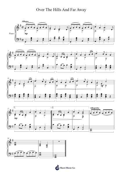 Over The Hills And Far Away Sheet Music by Traditional-Arr.Waydutt